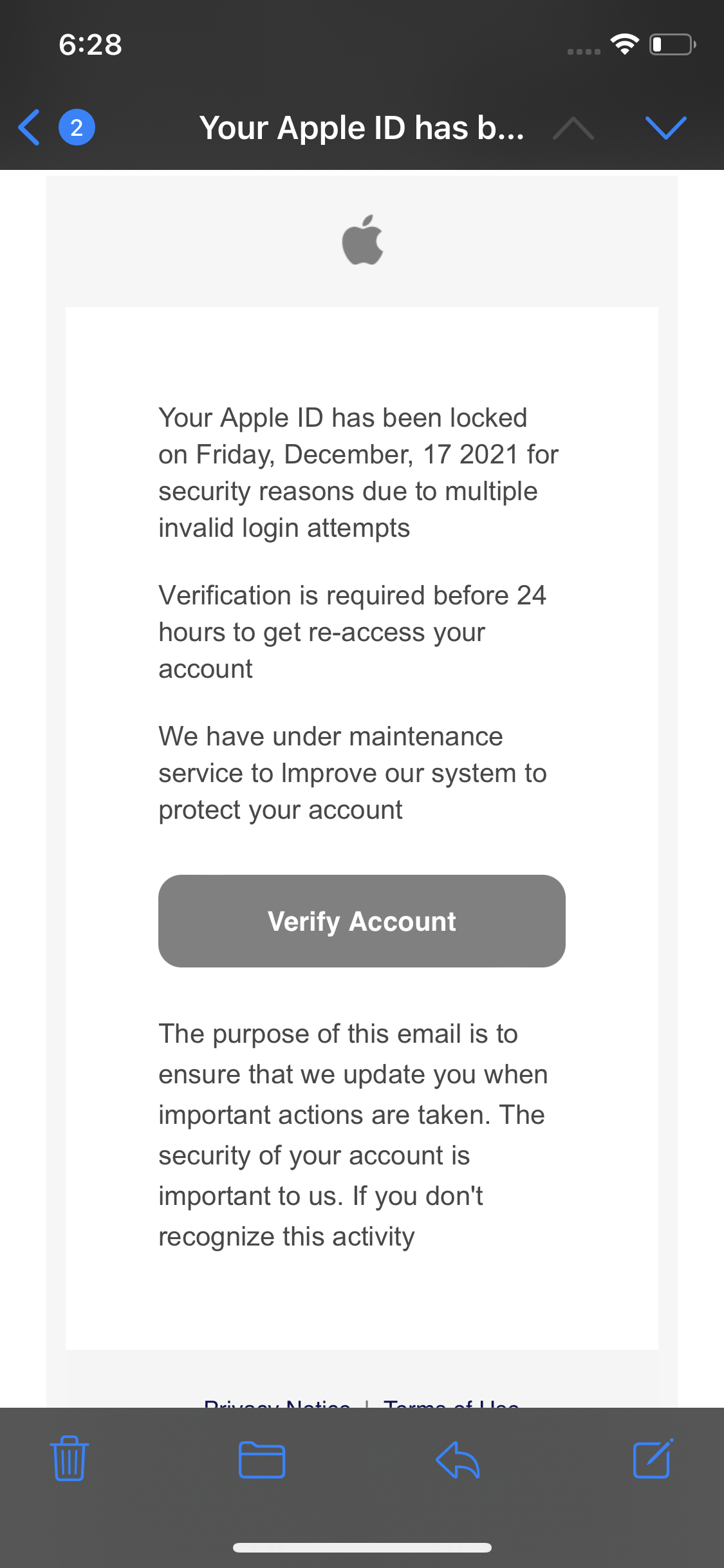 apple id fake email