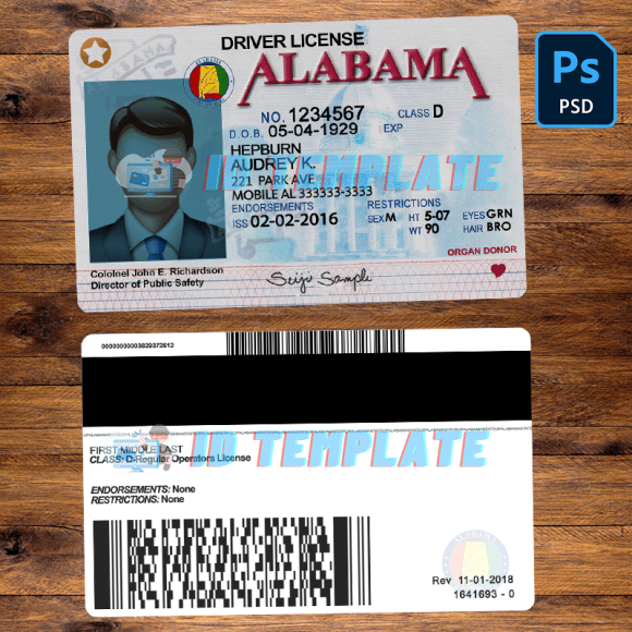 california fake id template