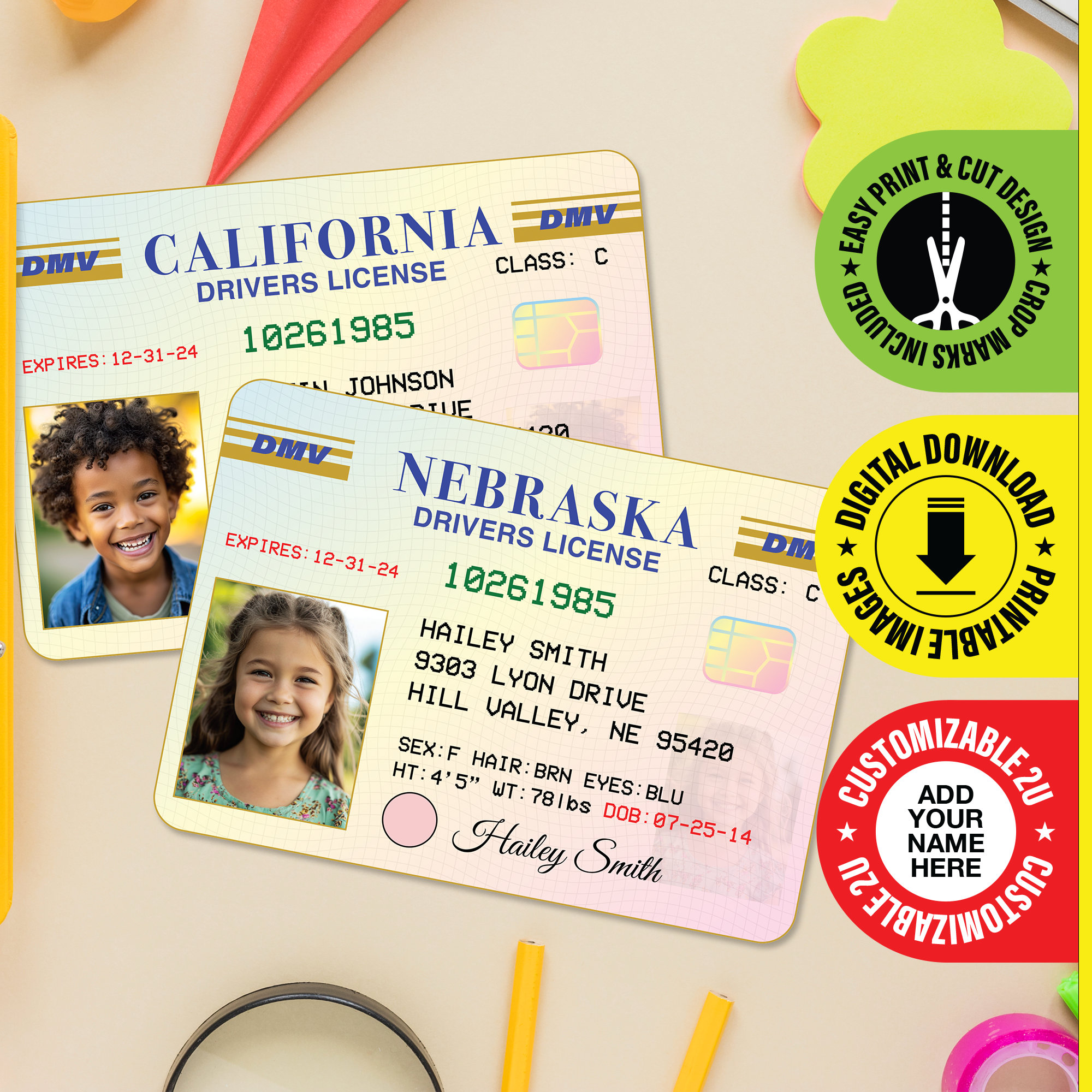 california fake id template