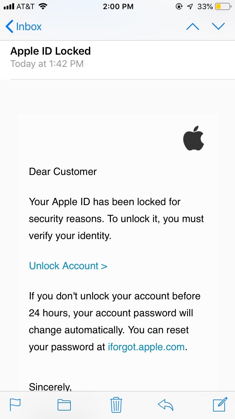 email from apple id fake