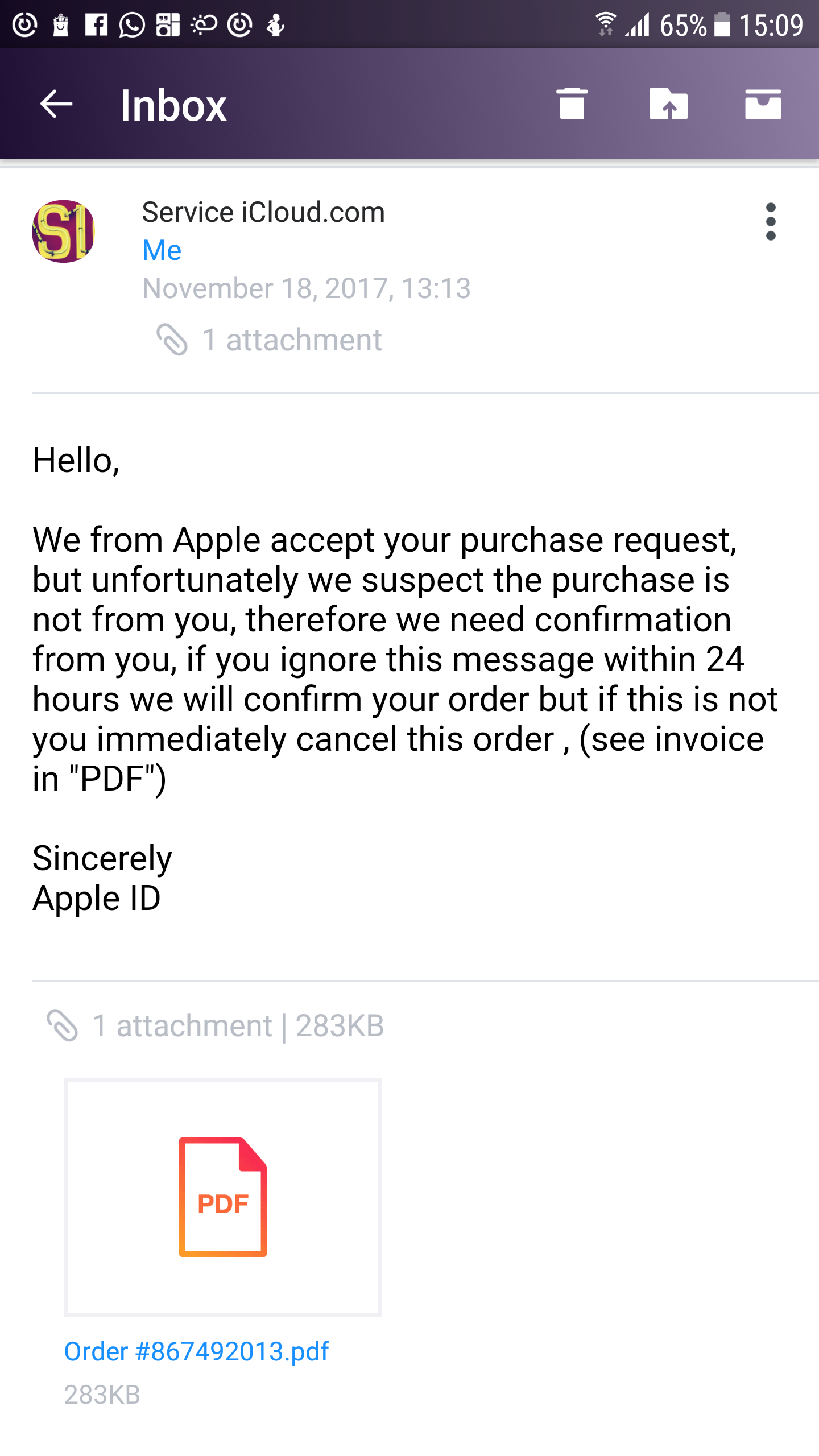 email from apple id fake