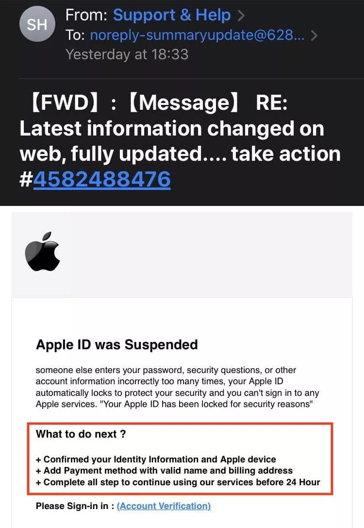 email from apple id fake