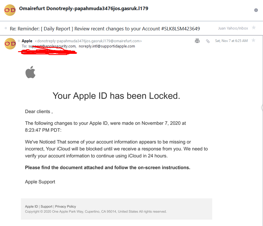 email from apple id fake