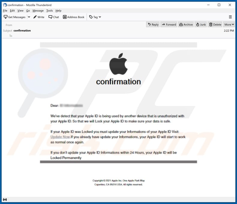 email from apple id fake