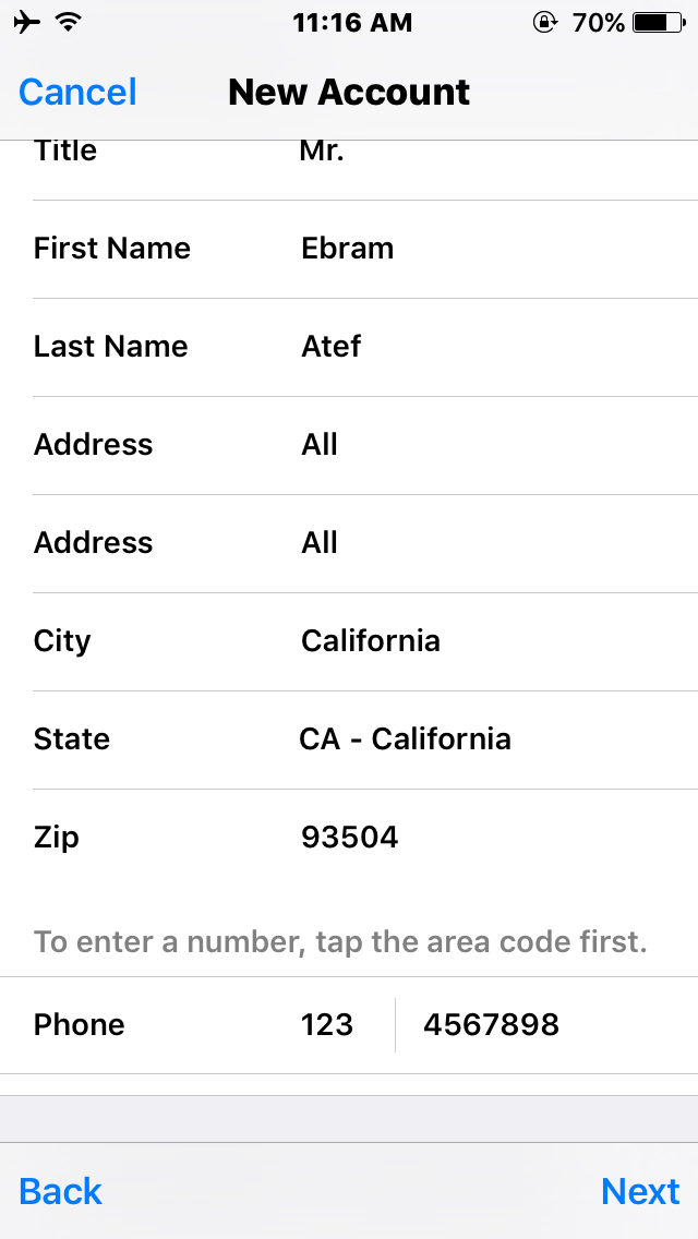 fake address for apple id