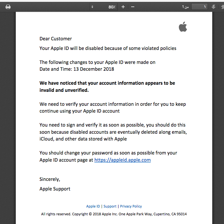 fake apple id address