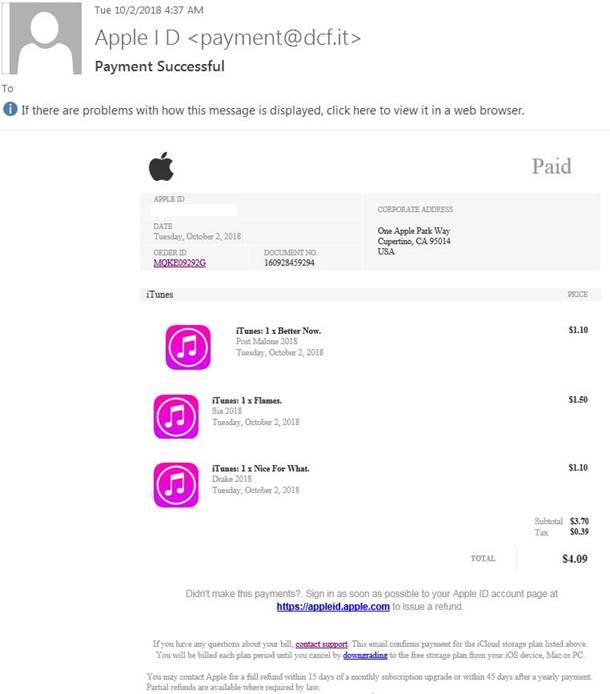 fake apple id address