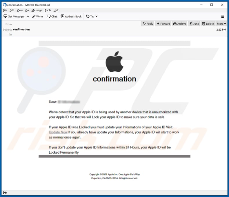 fake apple id email