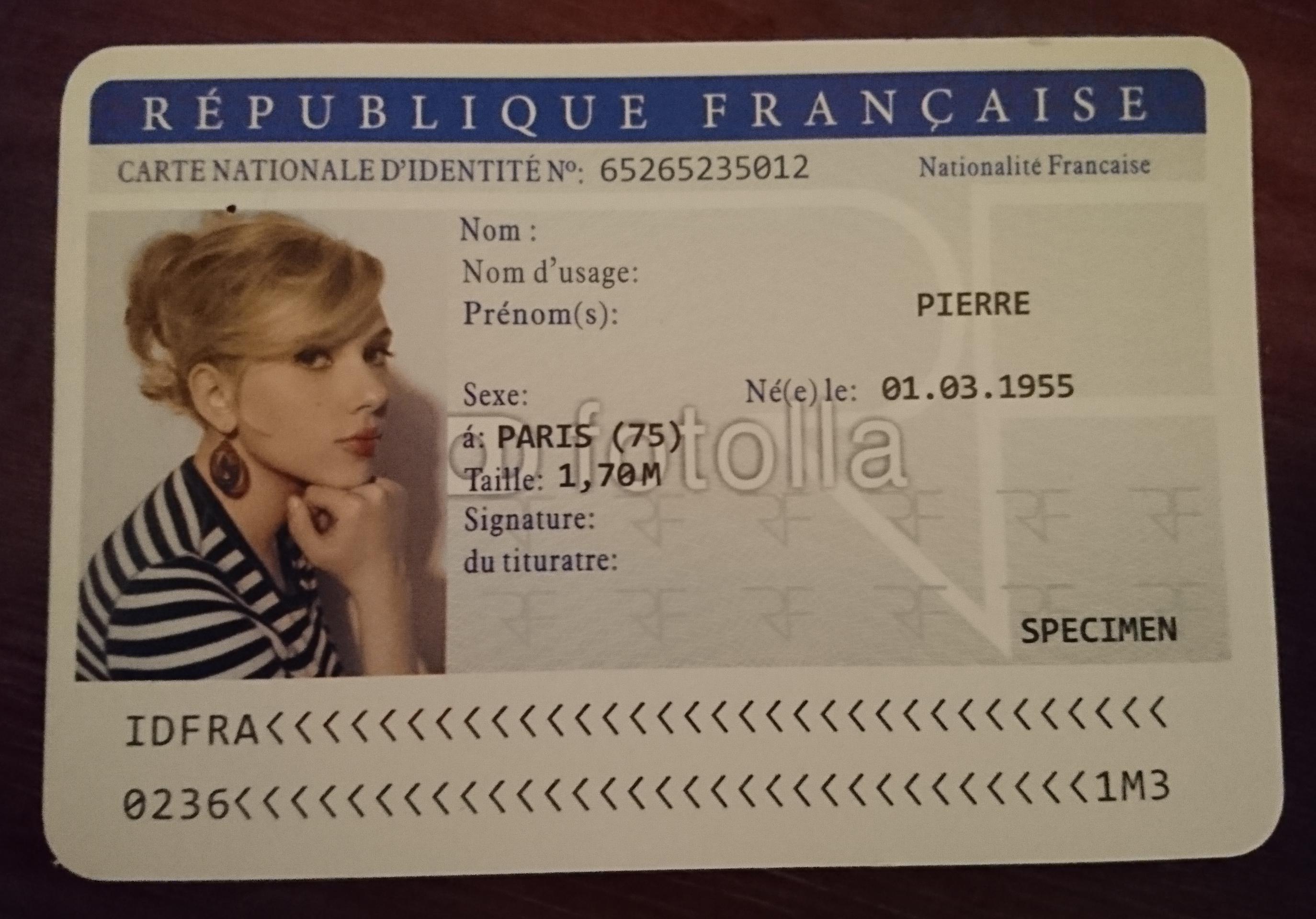 fake french id template