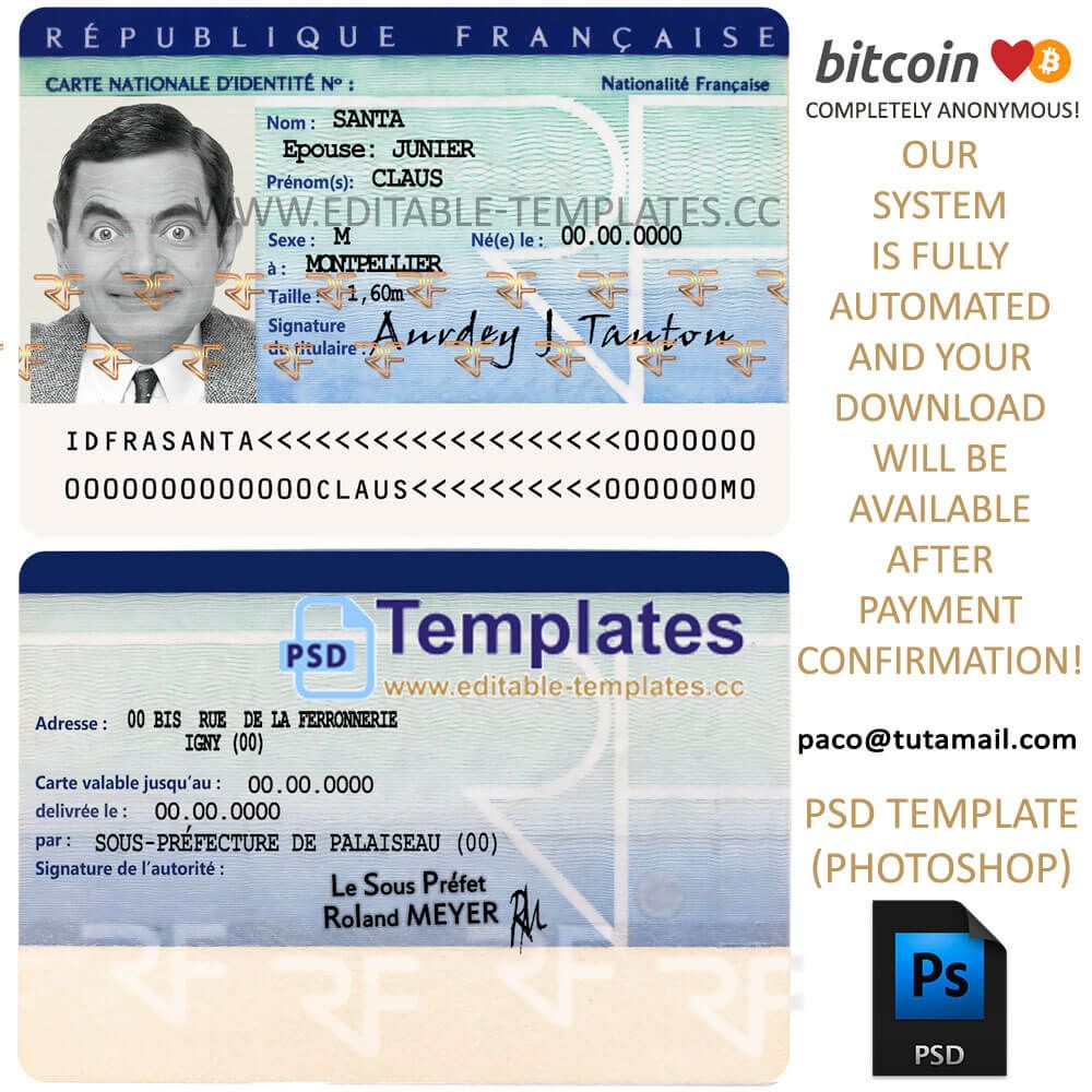 fake french id template