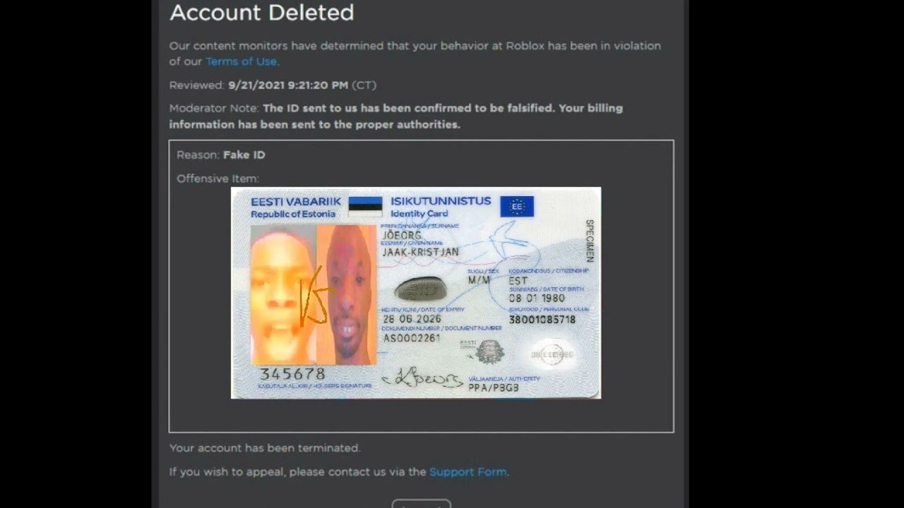 fake id front and back for roblox