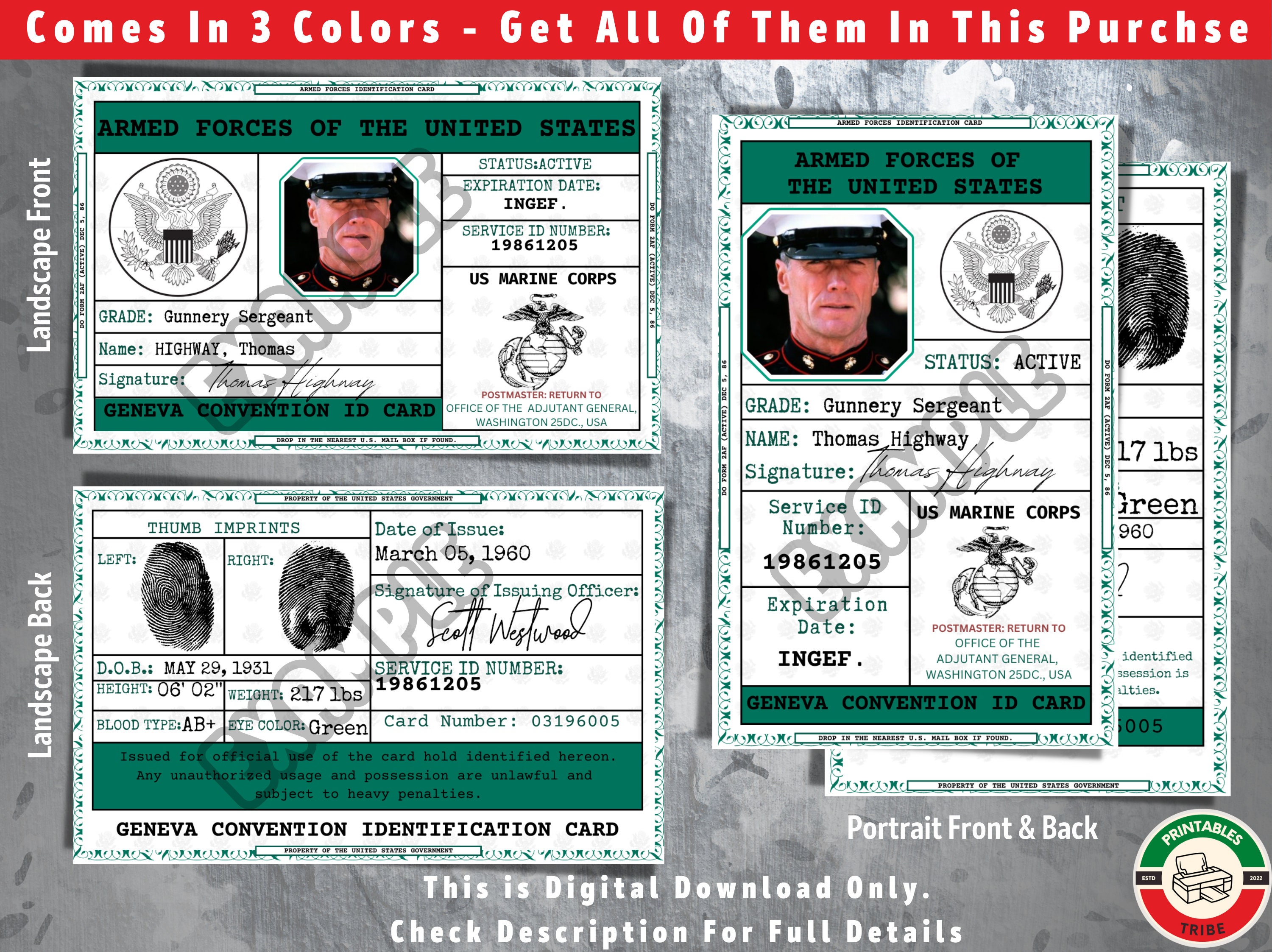 fake military id card picture