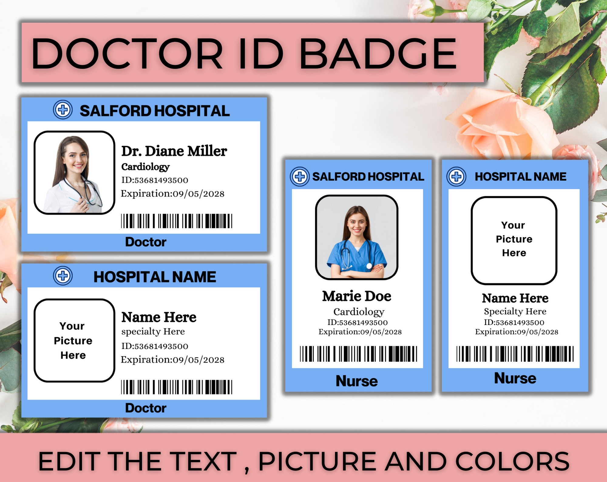 fake nurse id badge