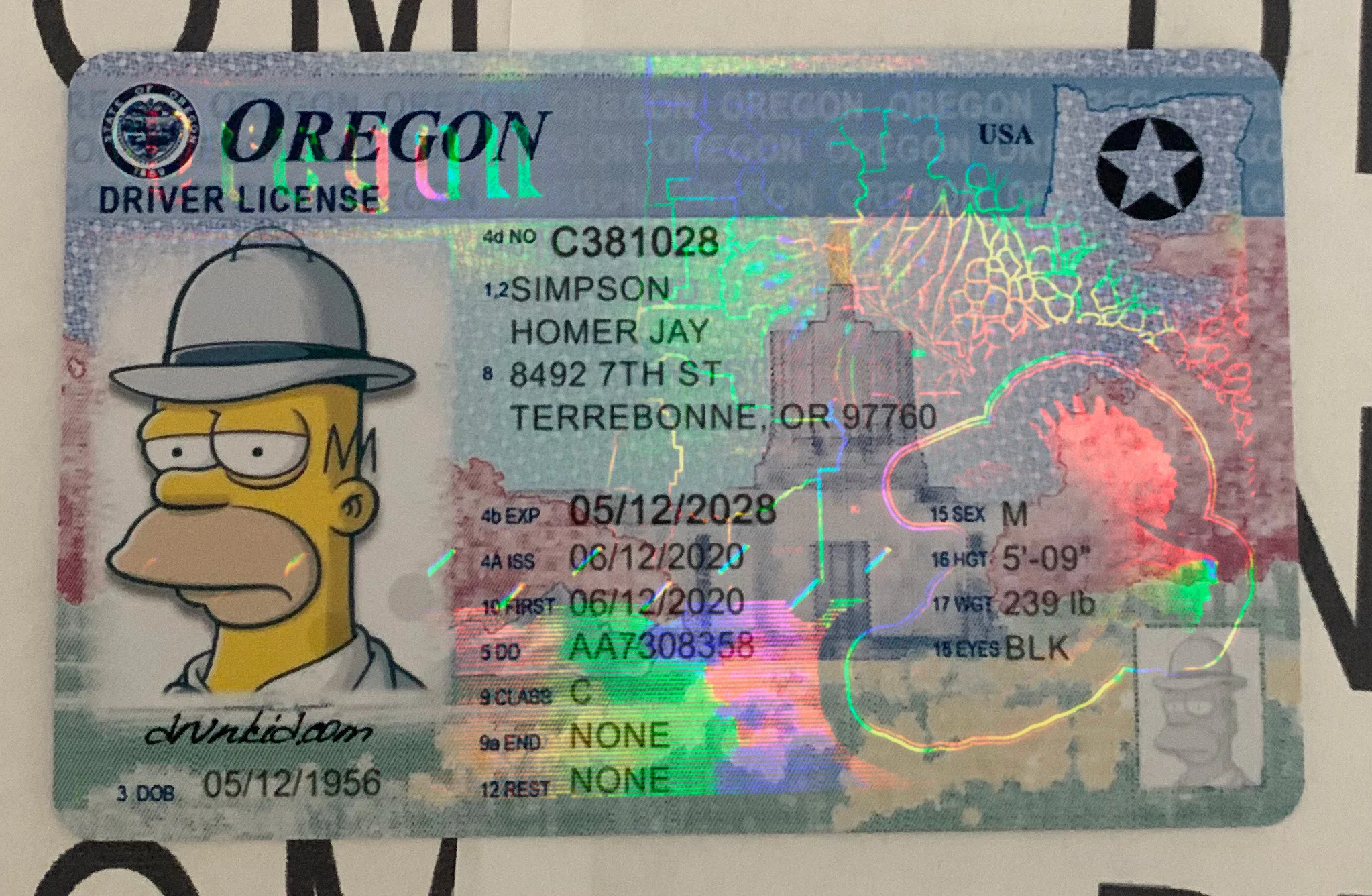 fake oregon id