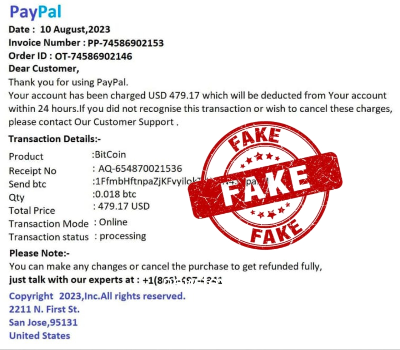 fake paypal transaction id