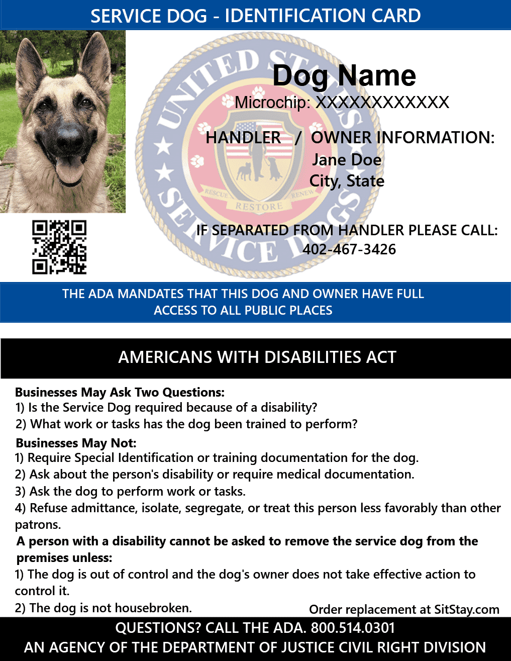 fake service dog id