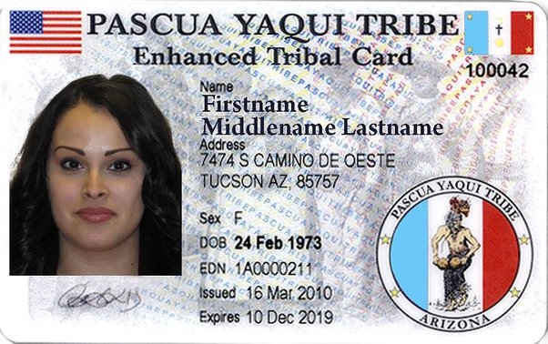 fake tribal id card