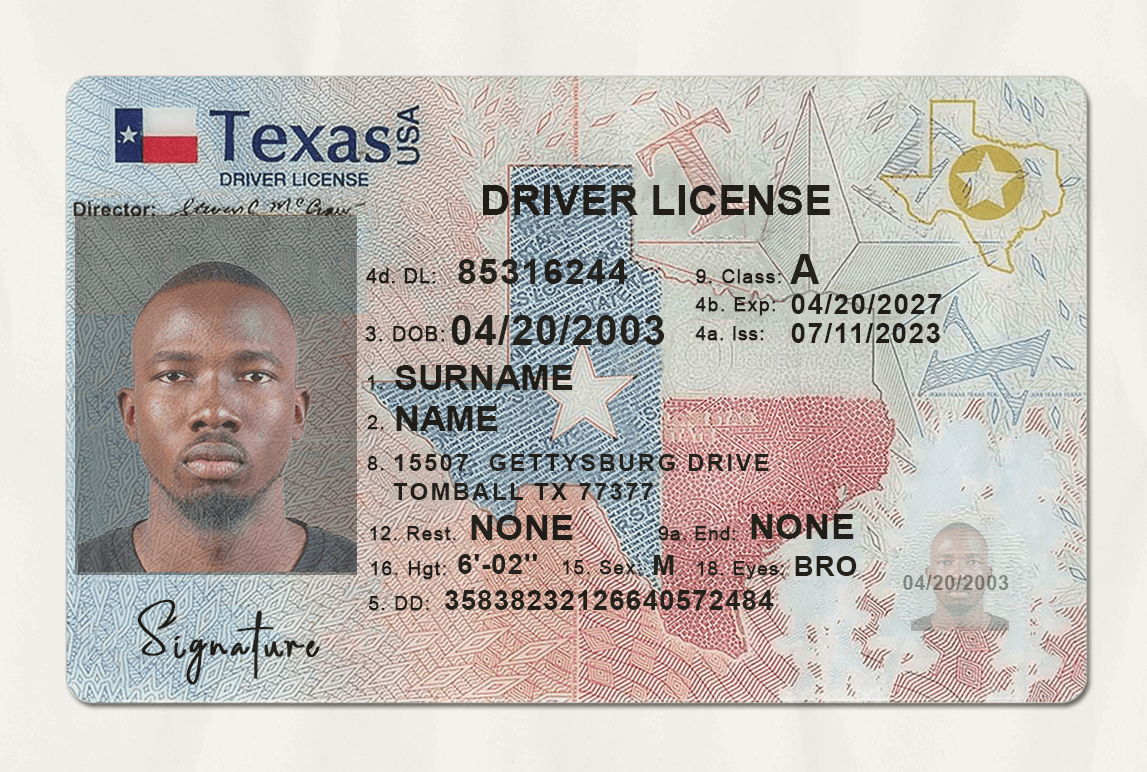 free texas fake paper id template download