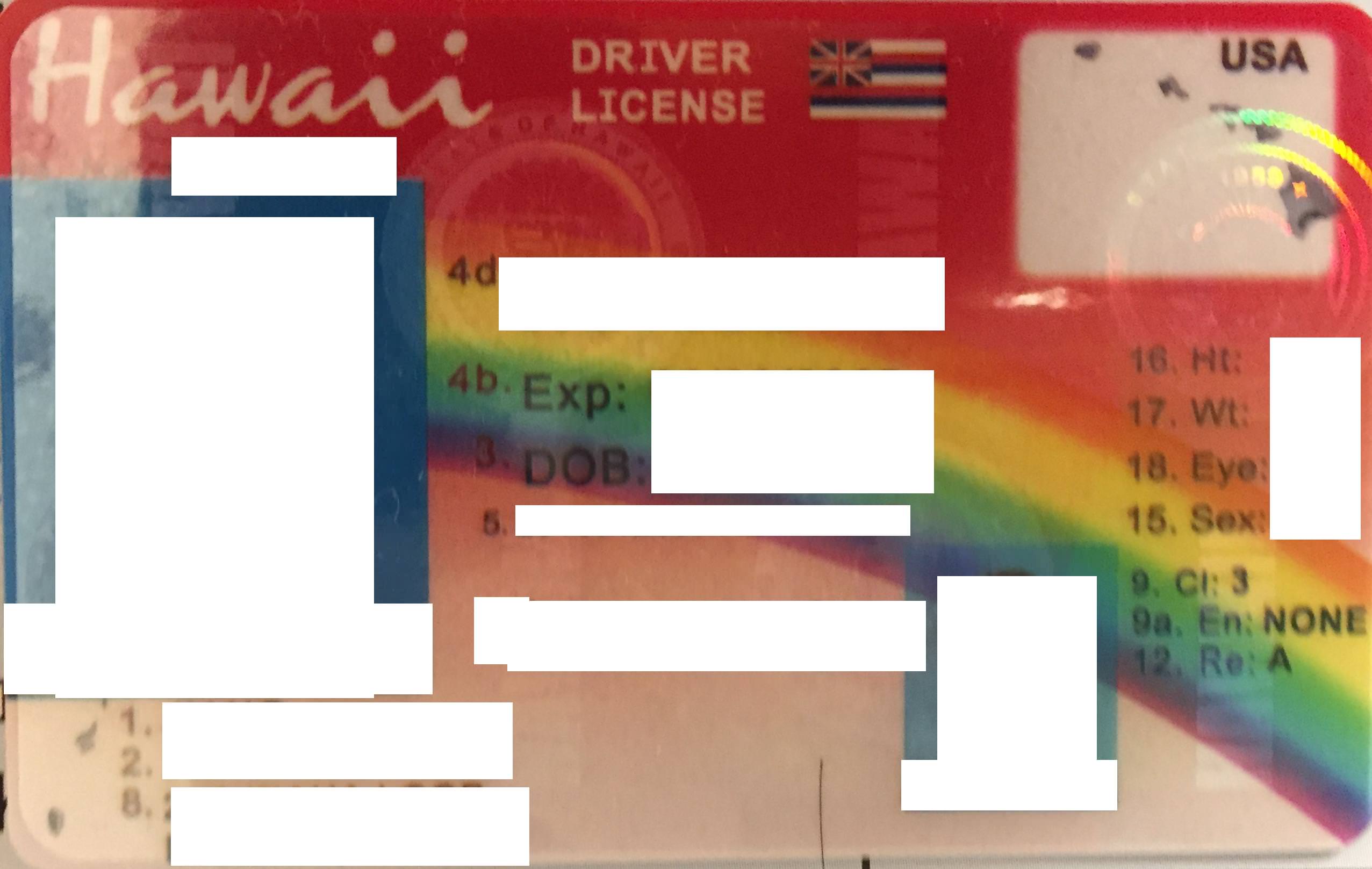 Hawaii Scannable fake id