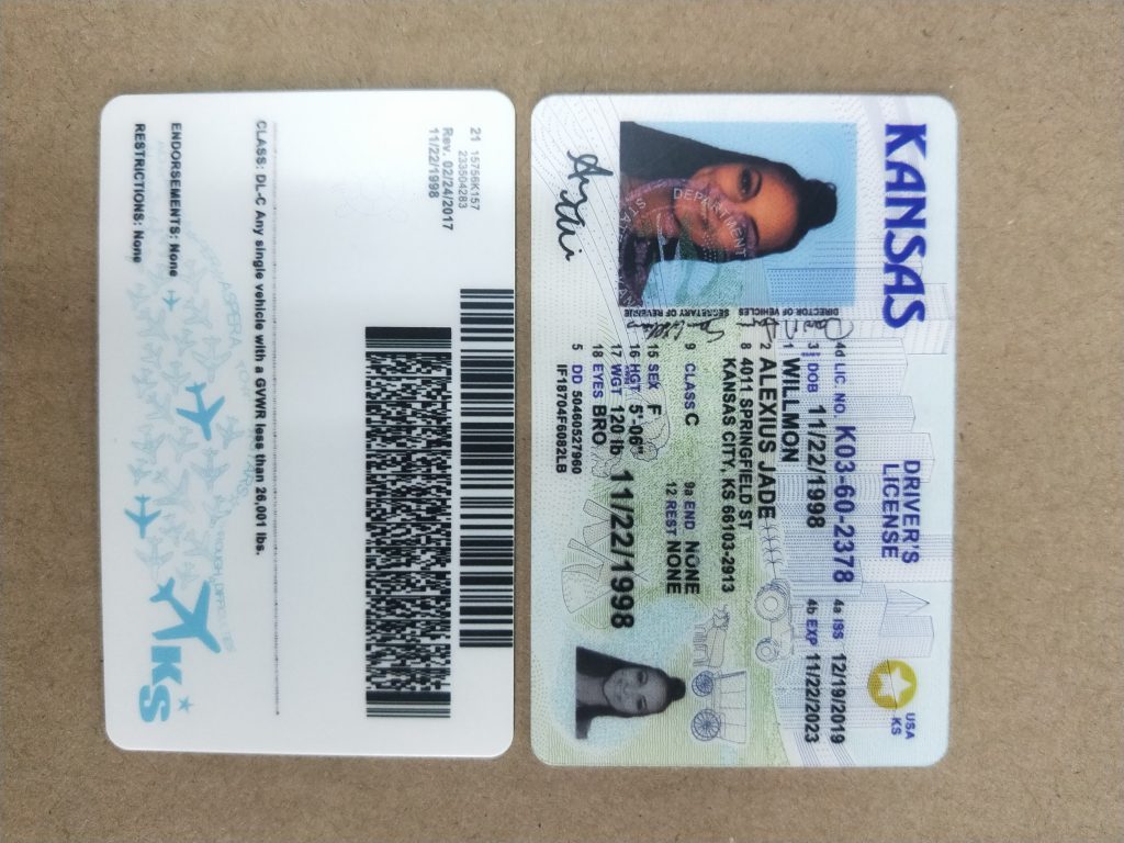 Kansas Scannable Fake Id Front And Back