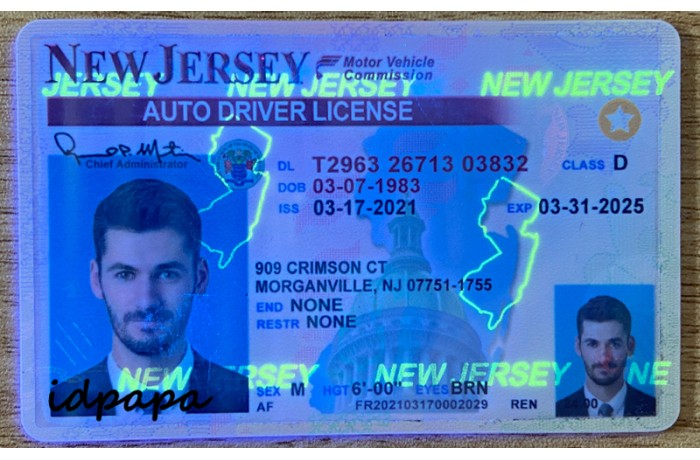 New Jersey Scannable Fake Id Front And Back