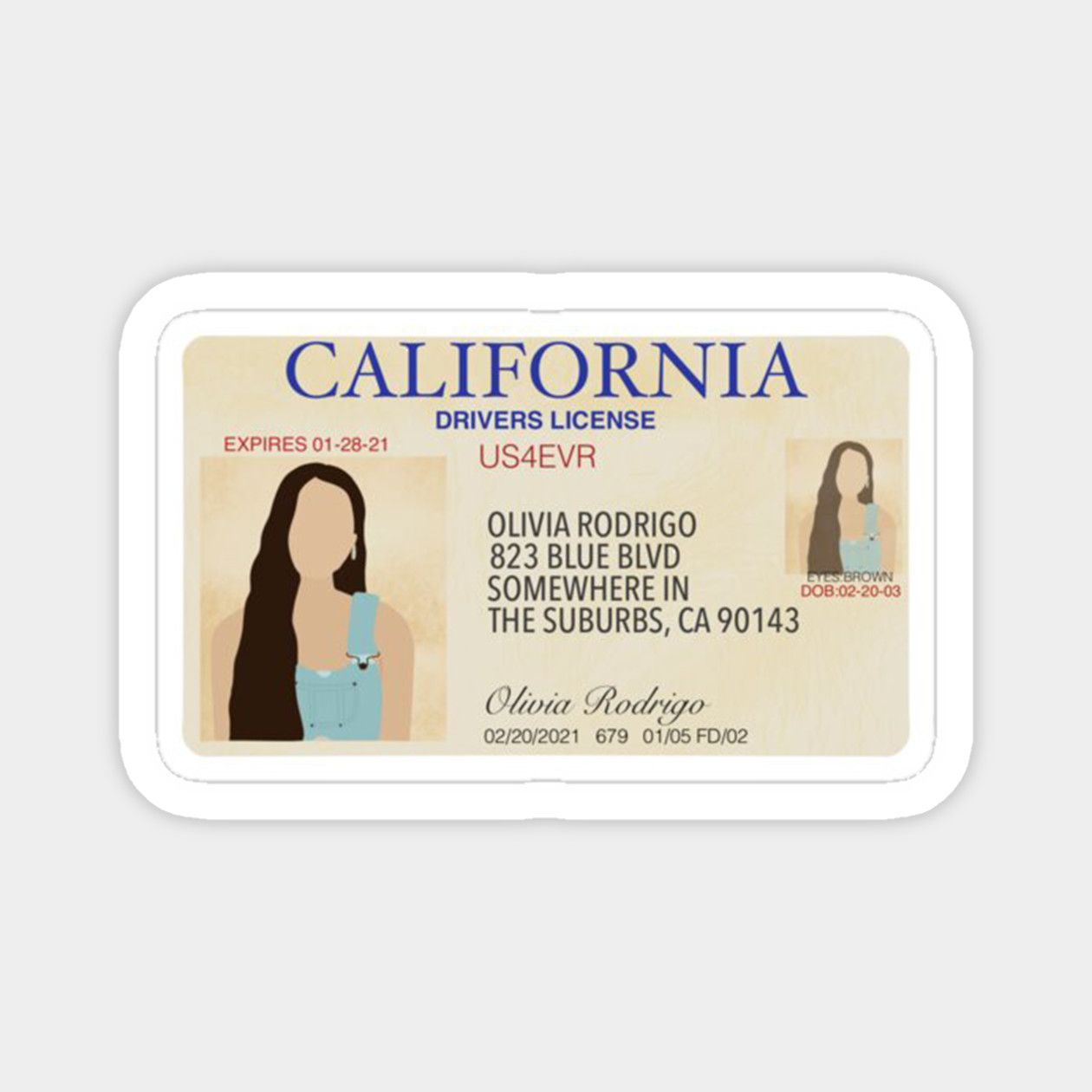 olivia rodrigo fake id