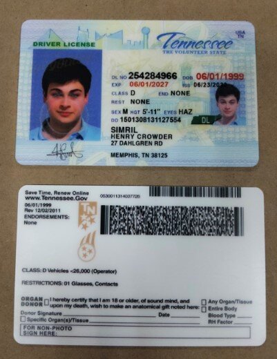 Tennessee Fake Id Front And Back