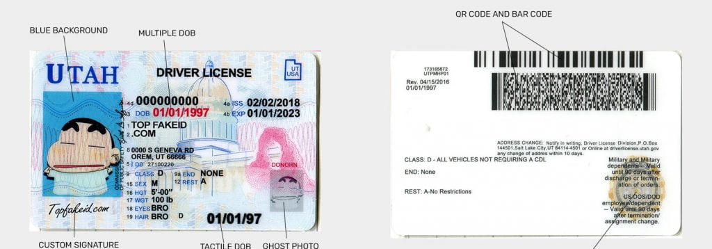 Utah Scannable Fake Id Front And Back