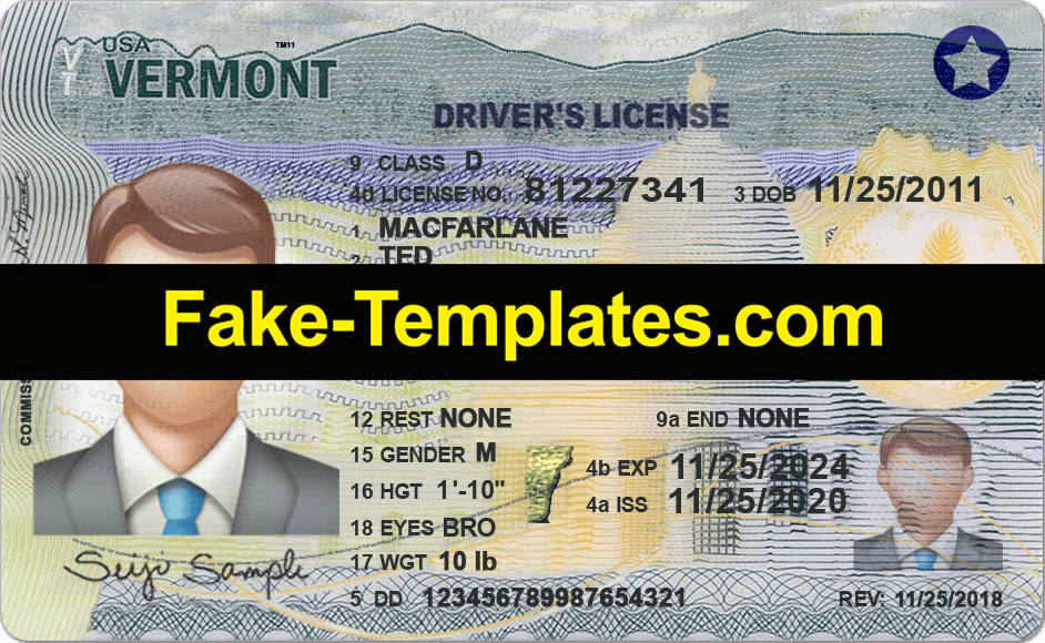 Vermont Fake Id Templates